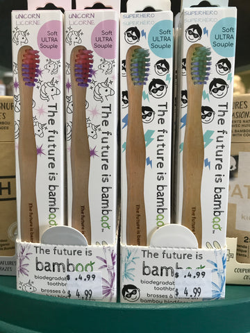 The Future is Bamboo Kids Superhero and Unicorn Toothbrushes