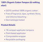 Marlow Organic Cotton Regular Tampons w/Applicator (18)