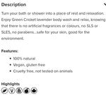 Green Cricket Lavender Body Wash 500ml