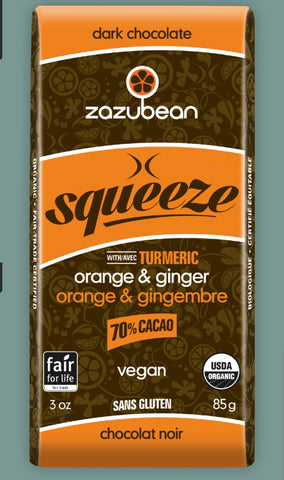 Zazubean Organic Prancer Orange & Ginger Chocolate Bar 85g