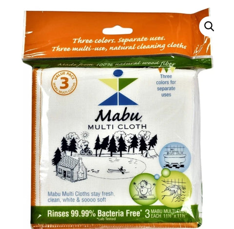 Mabu Multi Wood Fibre Compostable anti bacteria cloth x3