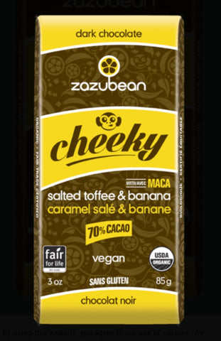 Zazubean Organic Salted Toffee and Banana Chocolate Bar 85g