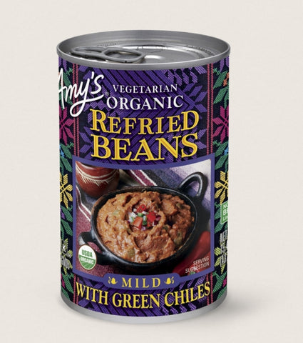 Amys Organic Refried Beans with Green Chilies 398ml