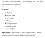 Zazubean Organic Strong Dark Chocolate 90% 85g