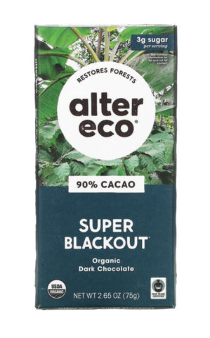 Alter Eco Super Blackout Deepest Dark Organic Chocolate Bar 90%